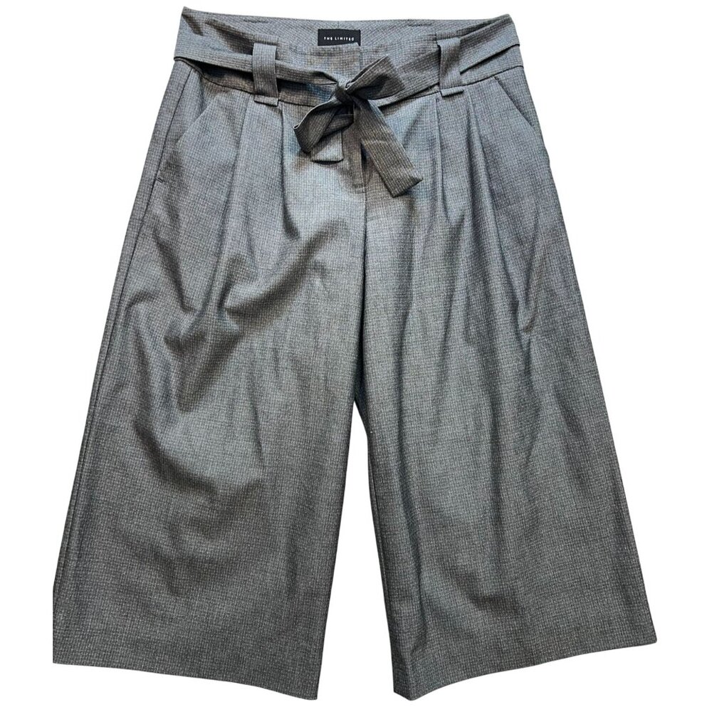 The Limited Women's Cassidy Fit Wide-Leg Culotte Pants Tie Belt Size 6 Dark Gray